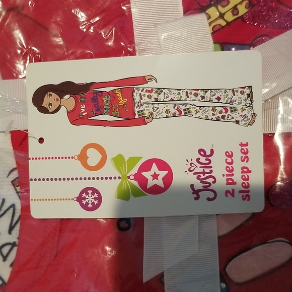 NWT Justice 2 piece Christmas pj set size 8 - Picture 2 of 4